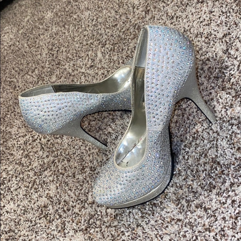 Sparkly silver heels
